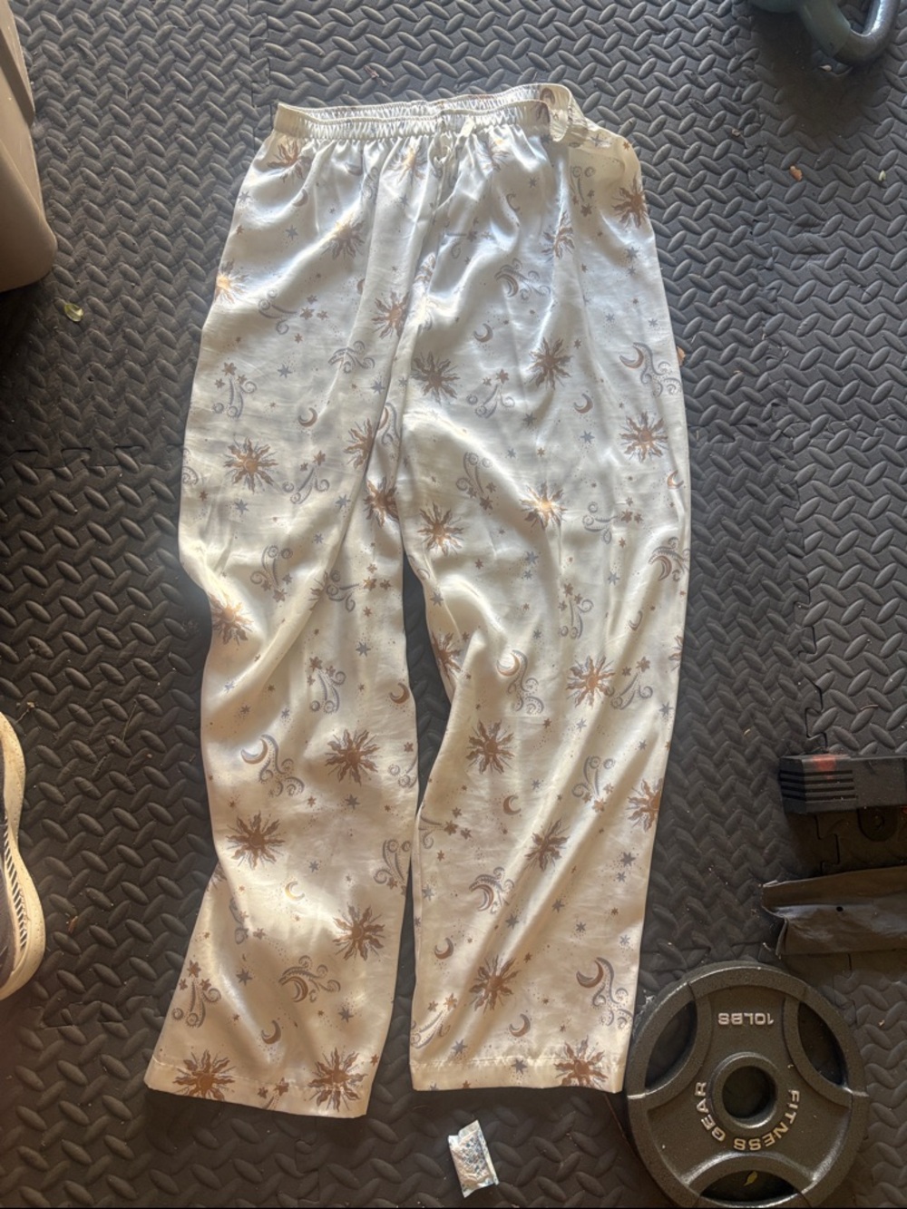 Morgan Taylor intimate pajama set vintage Satin Celestial sun moon L pants shirt - Picture 3 of 4